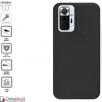Silikoninis 1mm. storio dėklas - juodas (telefonams Xiaomi Redmi Note 10 Pro)